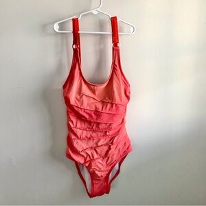 Calvin Klein Starburst One Piece Swimsuit Orange Size 6 *last Pic For Display